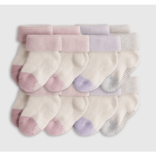 Gripper Fold Over Socks 8-Pack - Baby Girl