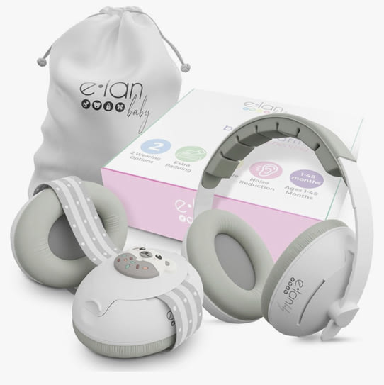 2-in-1 Baby Ear Muffs Noise Protection - Baby Headphones for Noise & Plane Travel - 2 Headbands - Toddler Ear Protection for Infant & Toddler Travel Essential, Age 1-36 Months