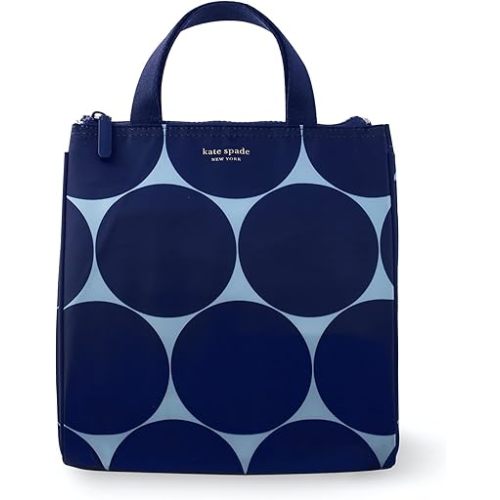 Kate Spade New York, Portable Soft Cooler Lunch Bag with Silver Insulated Interior Lining and Storage Pocket, Joy Dot
