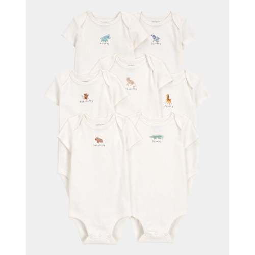 Baby 7-Pack Days Of The Week Short-Sleeve Cotton Bodysuits - Ivory - Carter's | Carter's