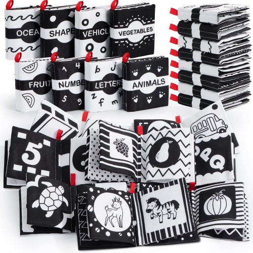 SYNCFUN 8 Pcs Baby Bath Toys, Nontoxic Fabric Waterproof Newborn Toys, Infant Early Education First Toys for Toddlers Kids Birthday Gifts