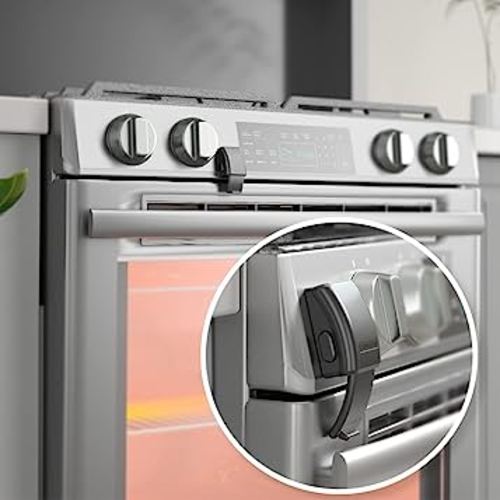 EUDEMON 1 Pack Updated Oven Front Lock,Childproof Oven Door Lock, Easy to Install & Use Durable and Heat-Resistant Material no Tools Need or Drill (Black)