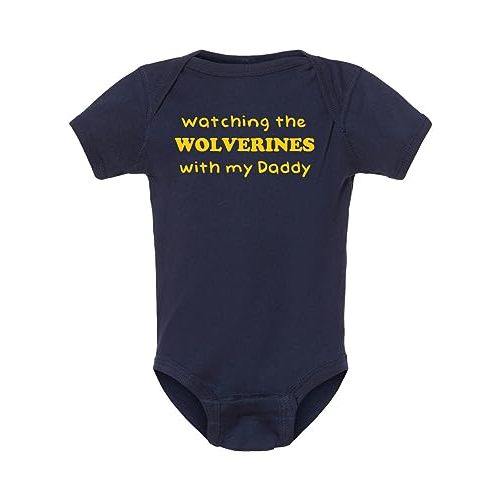 Watching the Wolverines with my Daddy Baby Boy Bodysuit Outfit Romper Gift