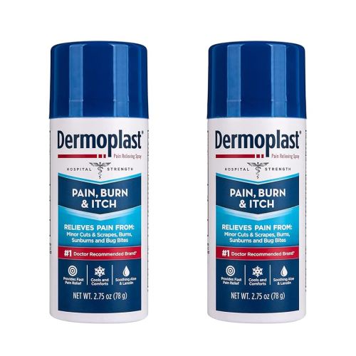 Dermoplast Pain, Burn & Itch Relief Spray for Minor Cuts, Burns and Bug Bites, 2.75 Oz, Pack of 2 (Packaging May Vary)