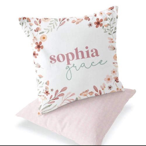 Wren's Wildflower Personalized Accent Pillow