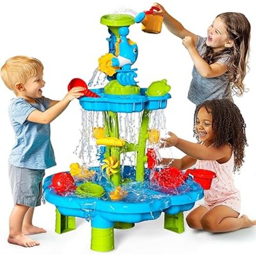 CozyBomB™ Water Table for Toddlers 3-5 | Outdoor Toys Water Play Table, Magnetic Fishing Toy Game Set, Summer Splash Pond Showers Sand Activity, Sensory Playset Party Birthday Gift Kids Ages 4-8 9-12