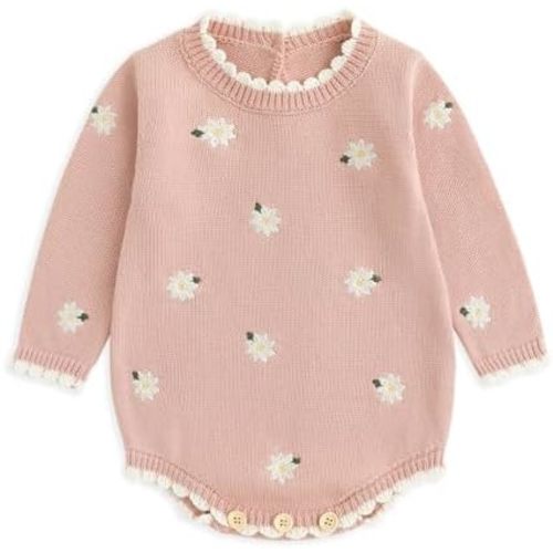 Simplee kids Baby Girls Kint Romper Fall Long Sleeve Rompers Newborn Baby Overall Jumpsuit Outfits