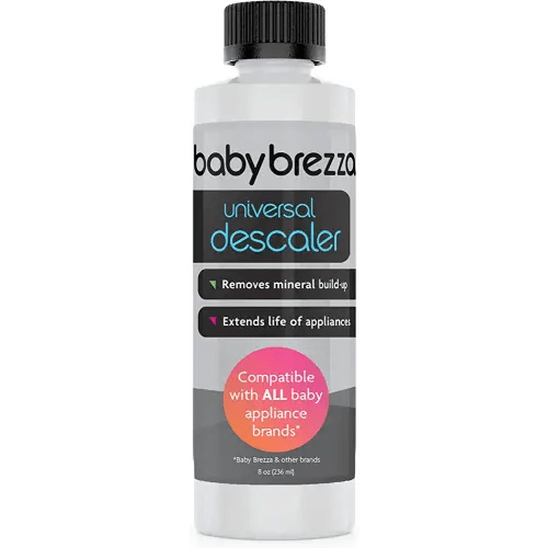 Baby Brezza Descaler 8 oz. Made in USA. Universal Descaling Solution for Baby Brezza and other baby appliances. Removes mineral build-up and extends your machine’s lifespan.