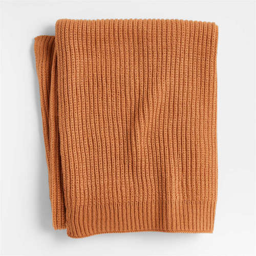 Rib Knit Baby Blanket - Canyon Orange