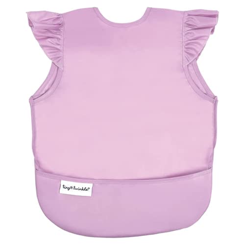 Tiny Twinkle Mess Proof Baby Bib - Waterproof & Lightweight Baby-Led Weaning Apron | 100% Recycled Polyester, Easy Clean & Machine Washable (Lilac, Small 6-24 Months)