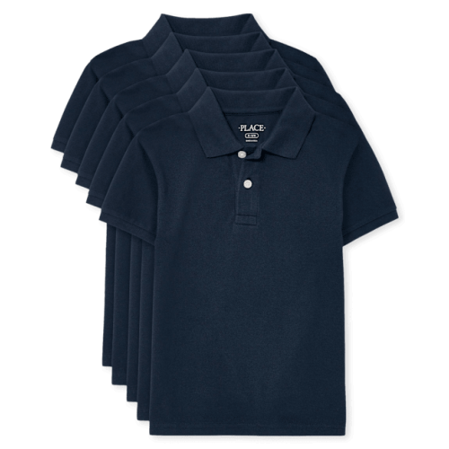 Kids Uniform Pique Polo 5-Pack - Blue