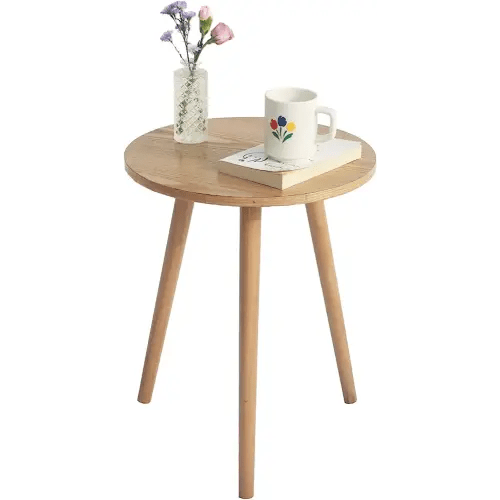 AWASEN Side Table Round, Small Accent Table Nightstand Modern End Table for Living Room Bedroom Office Small Spaces, 16''D x 19.5''H(Natural Walnut)