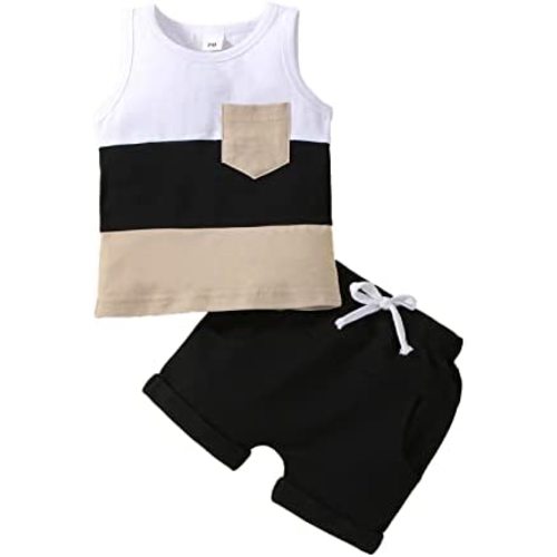 Kupretty Baby Boy Summer Clothes Sleeveless Tank Tops Vest T-Shirt + Casual Shorts Toddler Outfits Set
