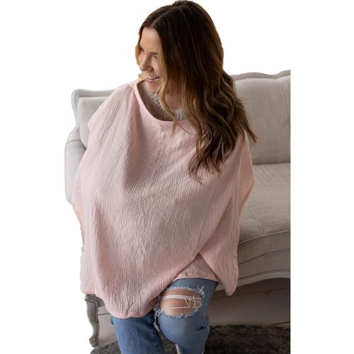 ACTIVE BABY Muslin Nursing cover for breastfeeding mom with Adjustable hoop for hand free | breathable nursing cover up | 100% muslin cotton light weight breastfeeding cover wrap shawl scarf (peach)