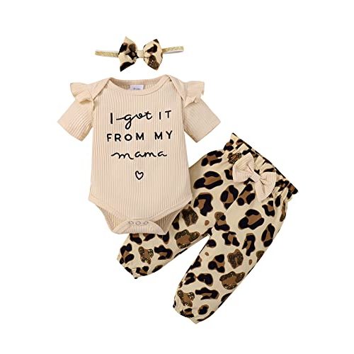 DISAUR Baby Girls Clothes Newborn Infant Baby Girls Outfit Long Sleeve Ruffle Romper Floral Pants Headband Sets 0-18 Months