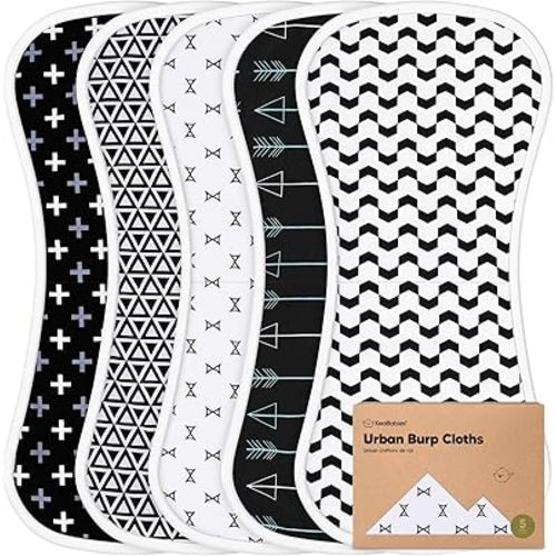 Organic Burp Cloths for Baby Boys and Girls - 5-Pack Super Absorbent Burping Cloth, Burp Clothes, Soft & Plush, Newborn Milk Spit Up Rags, Burpy Cloth Bib for Unisex, Burping Rags (MONOS)