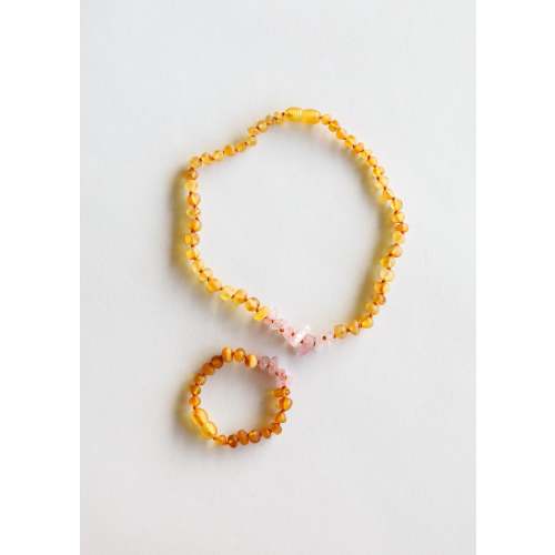 Raw Honey Baltic Amber + Raw Rose Quartz || Kids Set – CanyonLeaf