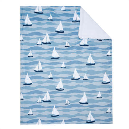 Little Skipper Soft Luxury Nautical Sailboat Fleece Baby Blanket – Lambs & Ivy