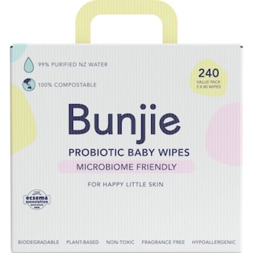 Bunjie Baby Probiotic Baby Wipes 3 x80 Pack