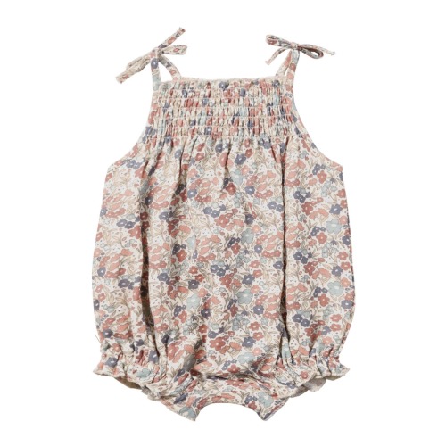 Baby Betty Floral Smocked Organic Cotton Bubble Romper, 12-18M, Bloom