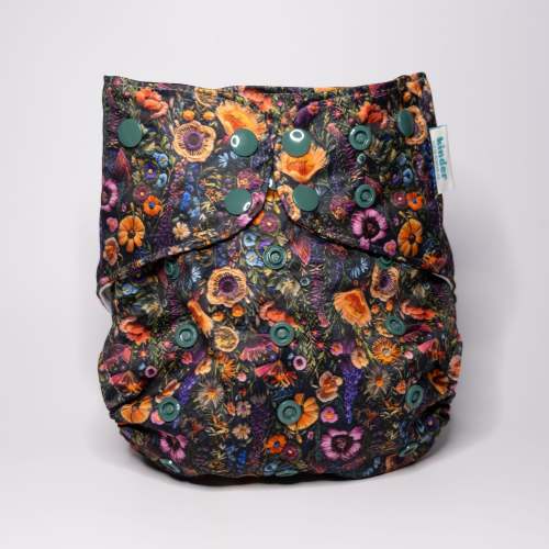 Floral: Essentials Pocket Cloth Diaper with Athletic Wicking Jersey, Grows with your Baby
