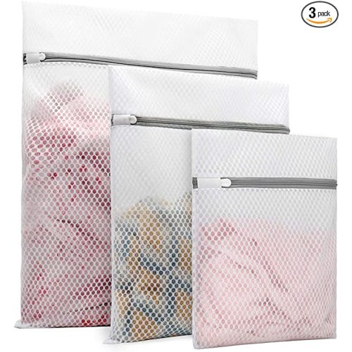 3Pcs Durable Honeycomb Mesh Laundry Bags for Delicates (1 Large 16 x 20 Inches, 1 Medium 12 x 16 Inches, 1 Small 9 x 12 Inches)