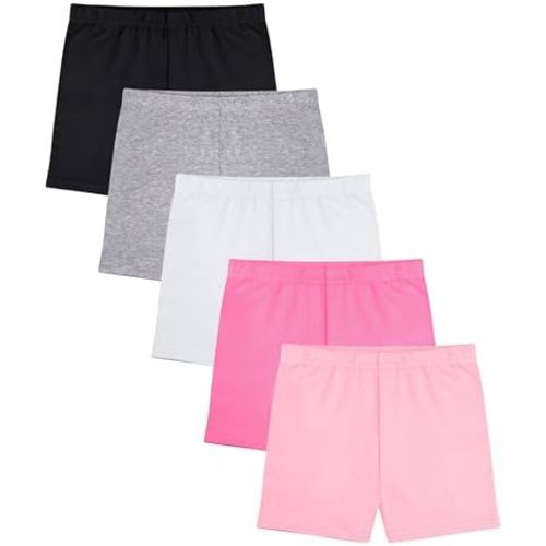 FEQO 5 Pack Toddler Girls Bike Shorts Cotton Girls Cartwheel Shorts Under Dress Dance Shorts for Baby Girls