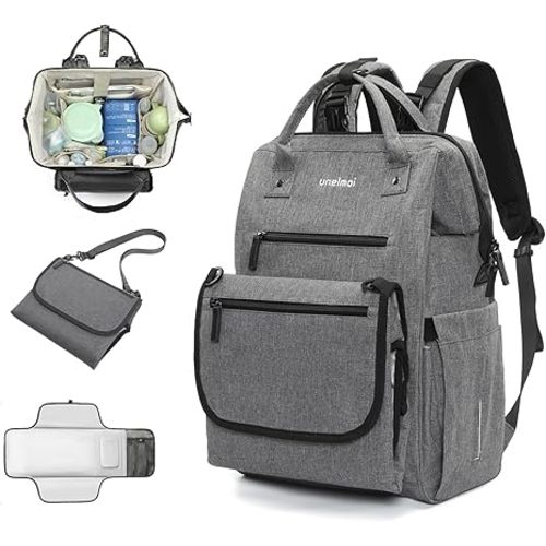 Diaper Bag Backpack for Extended Trips, Detachable Changing Pad, Large Opening Multifunctional (Black)