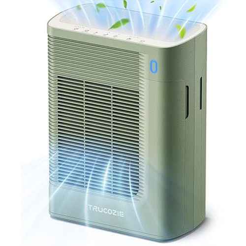 Air Purifier for Home Large Room Bedroom Up to 1937 Ft² in 1 Hr With Double-sided Air Inlet, Air Quality and Light Sensors, HEPA Sleep Mode for Allergies, Dust, Pollen, Pet Hair, Green