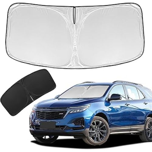 for Chevrolet Equinox 2018-2024 2025 Sun Shade Sunshade Windshield Cover - 4 Layers Front Window Shade Not for Chevy Equinox EV Sun Visor - 240T Retractable Shade Blocks UV Rays Car Accessories