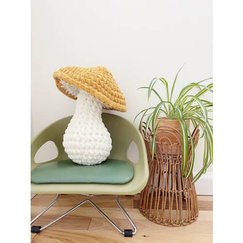 Crochet Mushroom Pillow - Made to Order - 4 weeks processing - Chenille Yarn - Handmade - Fungi - Choose your color - Spot Add On