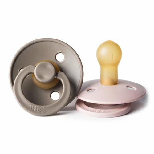 BIBS BPA-Free Natural Rubber Baby Pacifier | Made in Denmark (0-6 Months, Dark Oak/Blush) 2-Pack