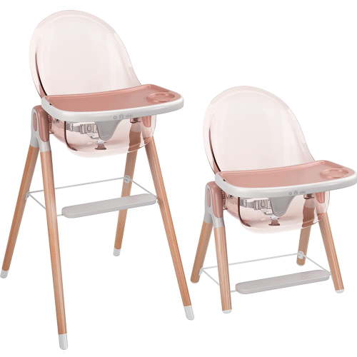 Children of Design 6-in-1 Wooden High Chair, Non-Reclinable, 6 Months-6 Years, Pink