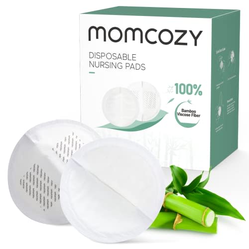 Momcozy Bamboo Fiber Disposable Nursing Pads, Made of 100% Bamboo Fiber, 100% Biodegradable, Reduce Carbon Emissions, for Sensitive Skin, Individually Packaged(120 Count)
