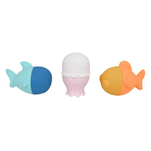 Copper Pearl 3-Piece Squirtie Bath Toy Set: Mix-and-Match Water Squirters, Safe Silicone Floating Bath Toys for Babies and Toddlers, Enhances Fine Motor Skills, Easy Clean, Ages 9m+