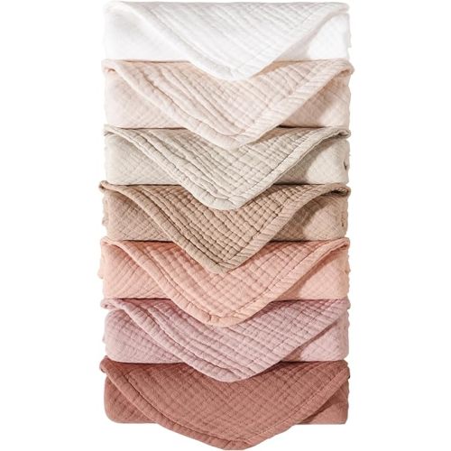 Konssy Muslin Baby Burp Cloths Sets for Unisex- 7 Pack Soft 100% Cotton Burping Clothes for Newborn,Baby Girls and Boys