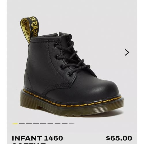 Infant 1460 Softy T Leather Lace Up Boots in Black | Dr. Martens