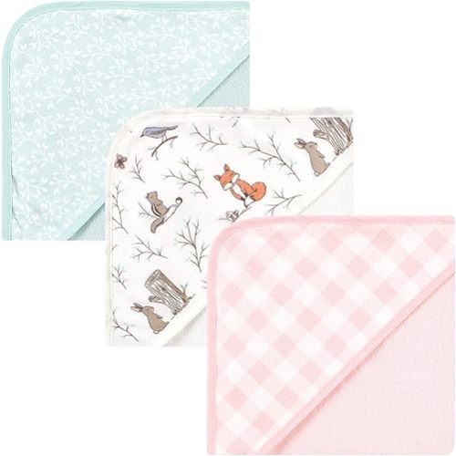 Hudson Baby Unisex Baby Cotton Rich Hooded Towels, Enchanted Forest, One Size