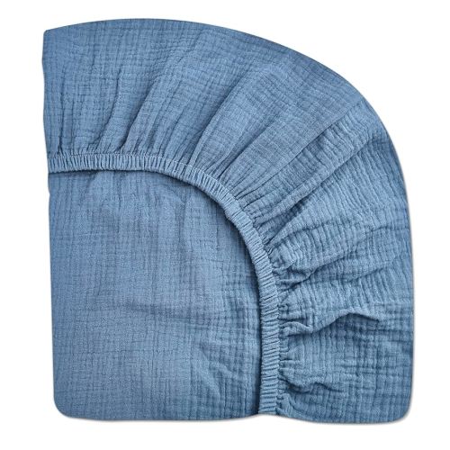 Crib Sheets for Boys Girl, Fitted Baby Toddler Bed Sheets 28" x 52", Neutral Muslin Cotton Crib Mattress Bedding Soft and Breathable Comfort(Blue)