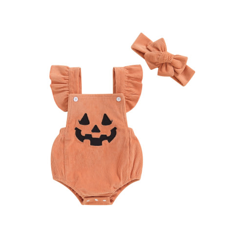 My First Halloween Baby Girl Outfit Newborn Corduroy Pumpkin Bubble Romper Bodysuit Overalls Cute Fall Pumpkin Clothes