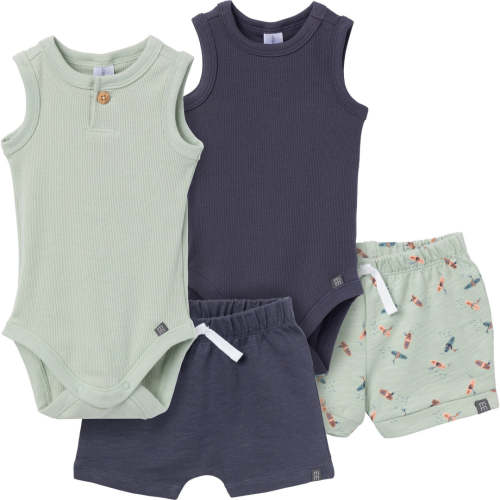4-Piece Baby Boys Green & Navy Bodysuits and Shorts Set – Gerber Childrenswear
