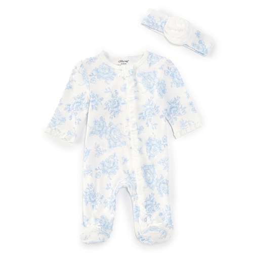 Little Me Baby Girls Newborn-9 Months Long Sleeve Rose-Print Footed Coverall