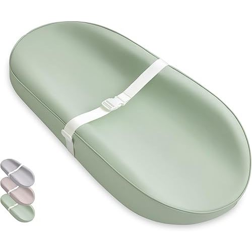 Blissful Diary Vegan Leather Baby Changing Pad with Waterproof & Wipe-Clean PU Cover, Avocado Size Cozy Diaper Changing Pad for Dresser and Table, Light Green