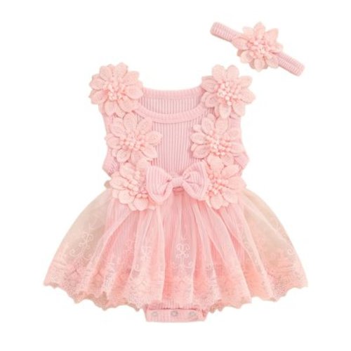 PEASKJP New Born Clothes Baby Girl Baby Girl Dress Heart Puff Sleeve Tulle Romper Dresses Newborn Outfit,0-3 Months Red