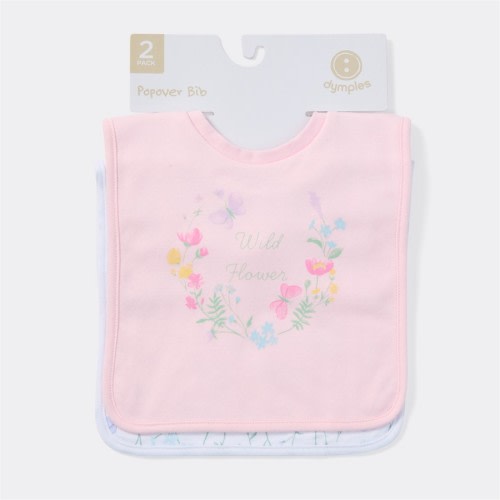 Dymples Baby Floral Print Popover Bib 2 Pack - Pink & Light Blue - Size One Size