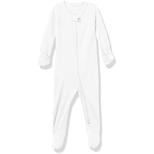 L'ovedbaby Unisex Organic Baby Zipper Footie - White - 3-6M