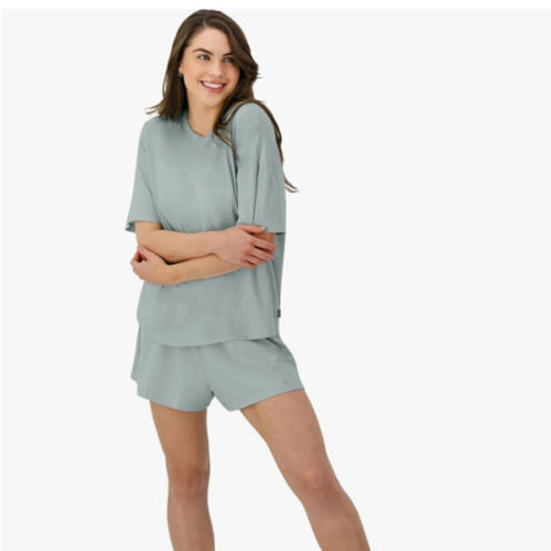Hanes Women's Originals SuperSoft Comfywear 2 Piece Lounge Boxy T-Shirt & Sleep Shorts Loungewear Set