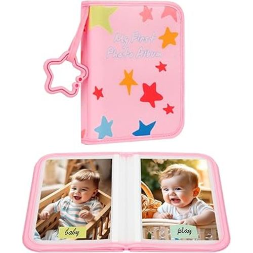 Baby's My First Photo Album for Baby Holds 21 4x6 Photos, Baby Photo Album Soft Cloth Family Book, My First Family Album for 4x6 Baby Shower Kids Toddlers Family Pictures, Toddler Photo Album (Pink)