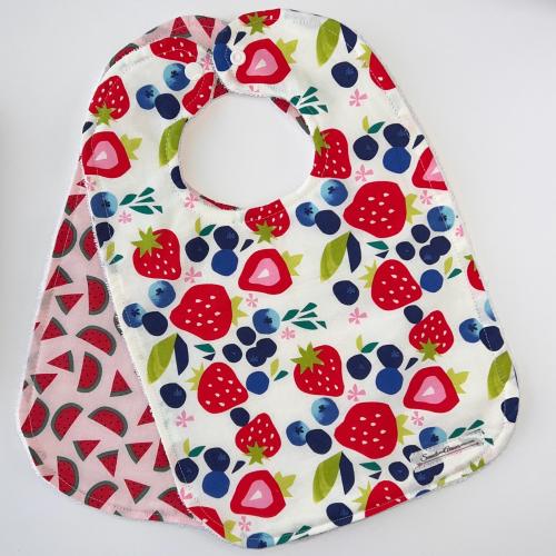 Fruit Terry Cloth Baby Bib, Strawberry Blueberry Watermelon Smock Bib, Baby Shower Gift Girl, Cute Dribble Bib, Drool Bib, Red Blue Green