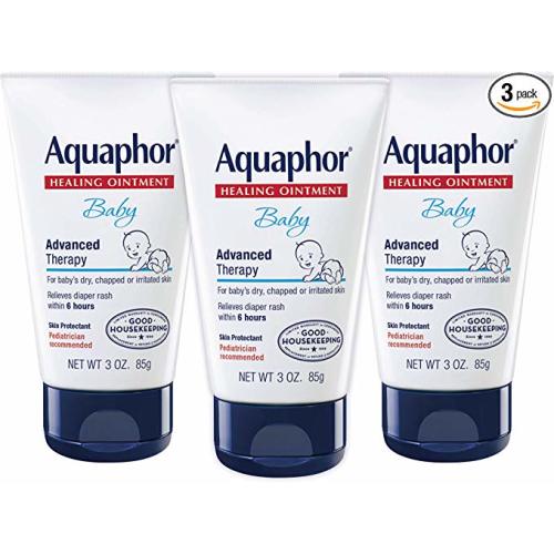 Aquaphor Baby Healing Ointment - Advanced Therapy for Chapped Cheeks and Diaper Rash - 3 oz. Tube (Pack of 3)